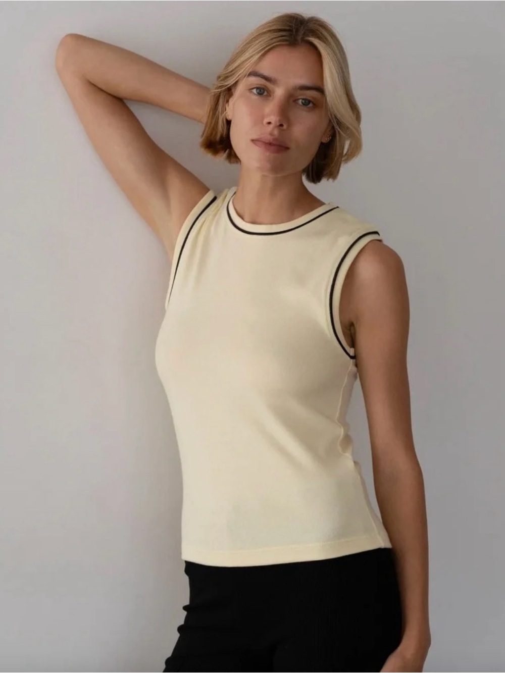 DONNI. The Baby Rib Contrast Tank Top Yellow